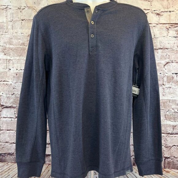 NWT Eddie Bauer Outdoor Thermal Long Sleeve Henley Heather Navy Size Medium - Picture 1 of 9